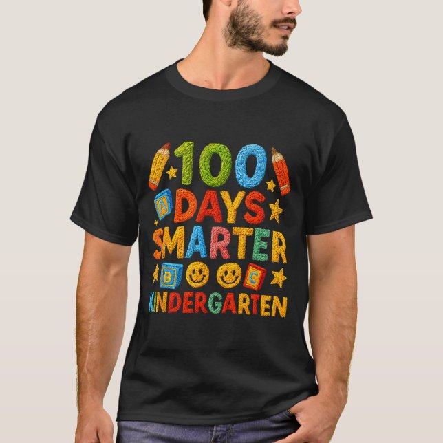 Camiseta 100 Days Smarter Kindergarten Milestone School Ach (Anverso)