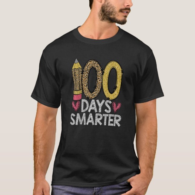 Camiseta 100 Days Smarter Leopard 100th Day Of School Teach (Anverso)