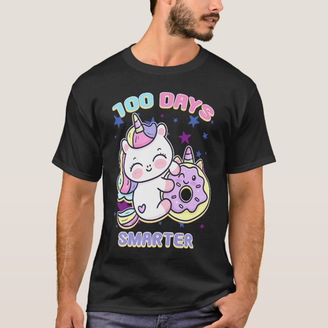 Camiseta 100 Days Smarter Magical Learning Unicorn with Don (Anverso)