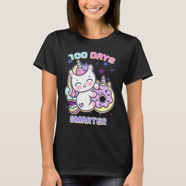 Camiseta 100 Days Smarter Magical Learning Unicorn with Don (Anverso)