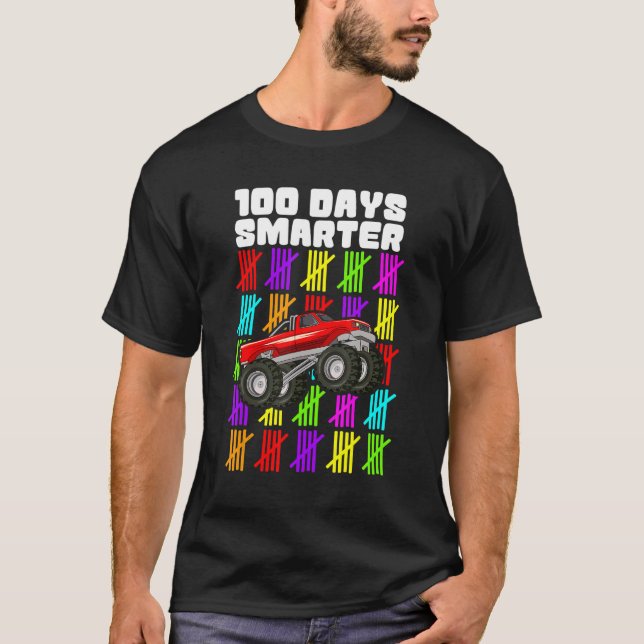 Camiseta 100 Days Smarter Monster Truck Shirt Boy 100th Day (Anverso)