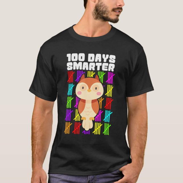Camiseta 100 Days Smarter Owl Shirts, Boys Girls 100th Day  (Anverso)
