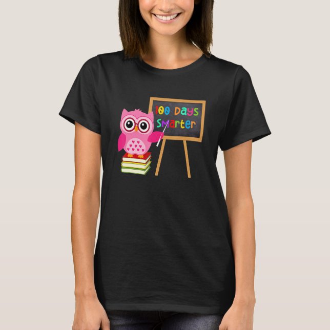 Camiseta 100 Days Smarter Owl Teacher Girls Child 100th Day (Anverso)