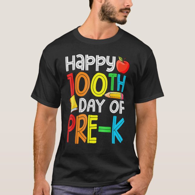 Camiseta 100 Days Smarter Pre-K Happy 100th Day Of School P (Anverso)