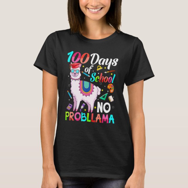 Camiseta 100 Days Smarter Shirt No Probllama Llama 100 Days (Anverso)
