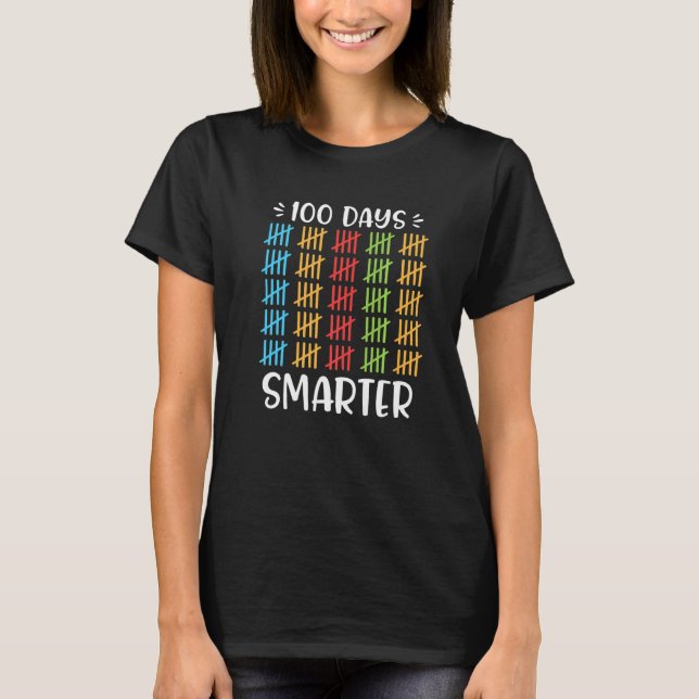 Camiseta 100 Days Smarter T-shirt 100th Day Of School Count (Anverso)