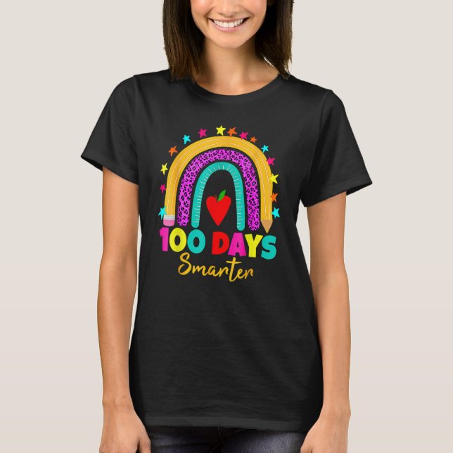 Camiseta 100 Days Smarter Teacher 100th Day Of School Rainb (Anverso)