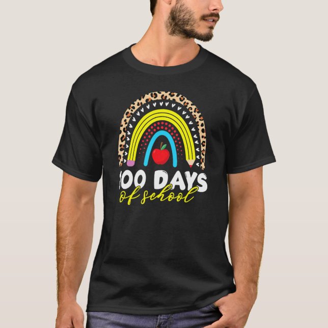 Camiseta 100 Days Smarter Teacher Leopard Rainbow 100th Day (Anverso)