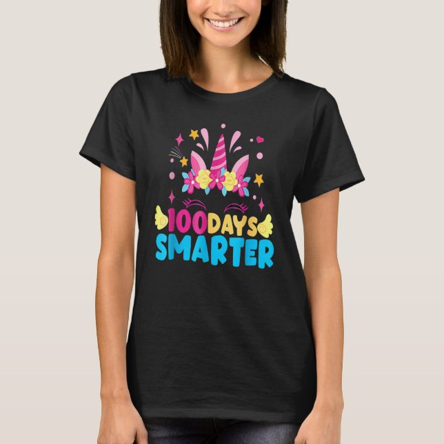 Camiseta 100 Days Smarter Unicorn Girls Teacher 100th Day O (Anverso)