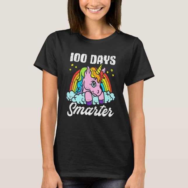 Camiseta 100 Days Smarter Unicorn Girls Teacher 100th Day o (Anverso)