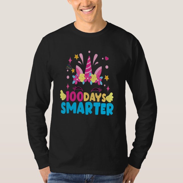 Camiseta 100 Days Smarter Unicorn Girls Teacher 100th Day O (Anverso)