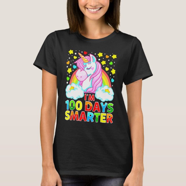 Camiseta 100 Days Smarter Unicorn Girls Teacher Students Ki (Anverso)