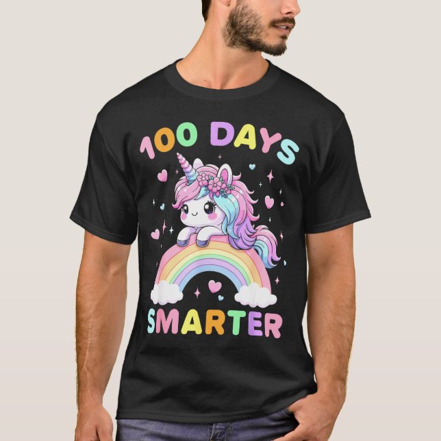Camiseta 100 Days Smarter Unicorrn 100th Day Of School Kids (Anverso)