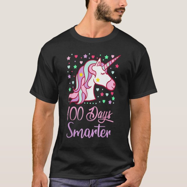 Camiseta 100 Days Smarter Women Girls Unicorn 100th Day Of  (Anverso)