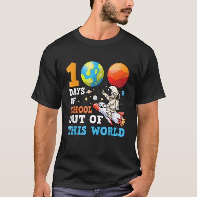 Camiseta 100 Days Space Teacher Boys Happy 100th Day Of Sch (Anverso)