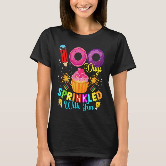 Camiseta 100 Days Sprinkled With Fun Cupcake 100th Day Of S (Anverso)