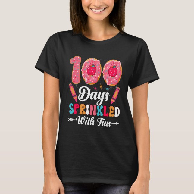 Camiseta 100 Days Sprinkled With Fun  Sprinkles Cupcake Sch (Anverso)