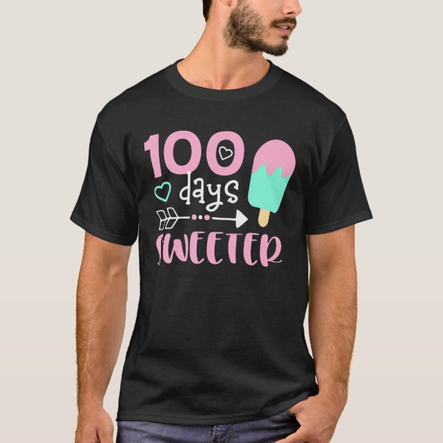 Camiseta 100 Days Sweeter, Girl 100 Days Of School, Ice Cre (Anverso)