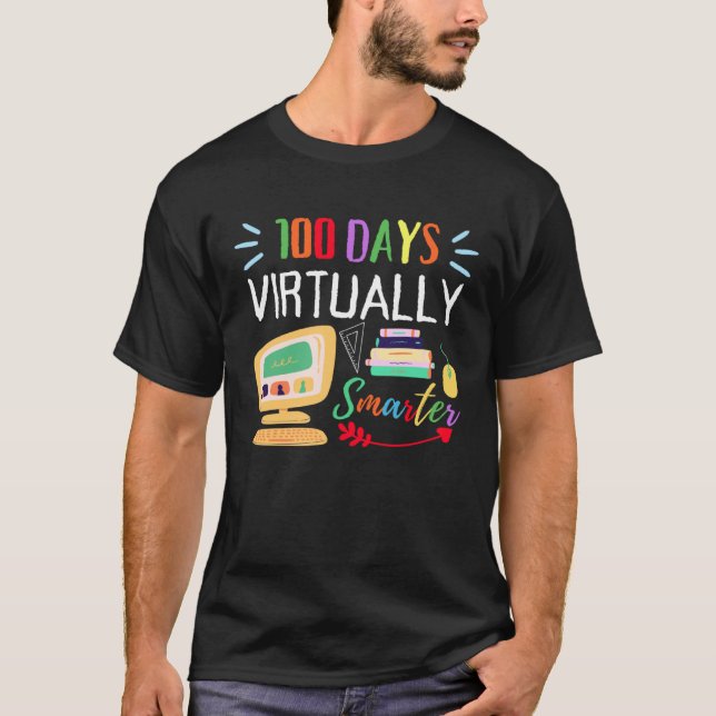 Camiseta 100 Days Virtually Smarter 100th Day Of School Kid (Anverso)