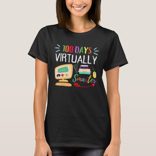 Camiseta 100 Days Virtually Smarter 100th Day Of School Kid (Anverso)