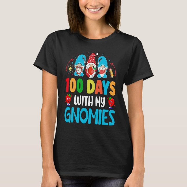 Camiseta 100 Days With My Gnomies 100 Days Of School Studen (Anverso)