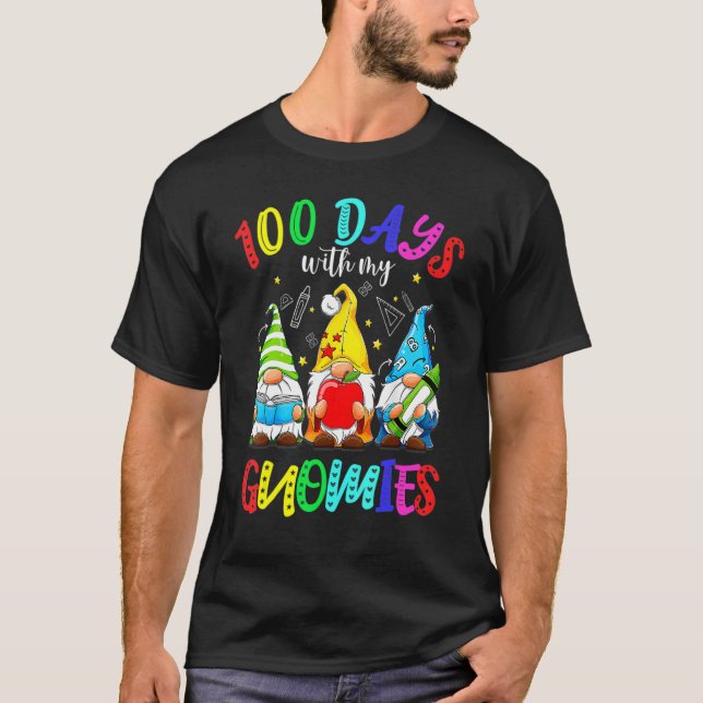 Camiseta 100° Día 100 Días de Vestimenta de Gnome Escolar (Anverso)