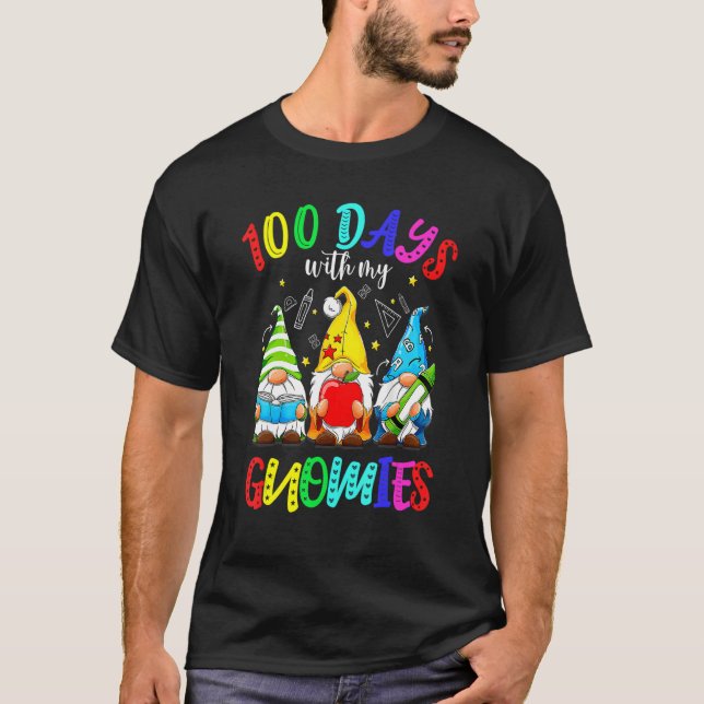 Camiseta 100° Día 100 Días de Vestimenta Escolar Gnome Muje (Anverso)