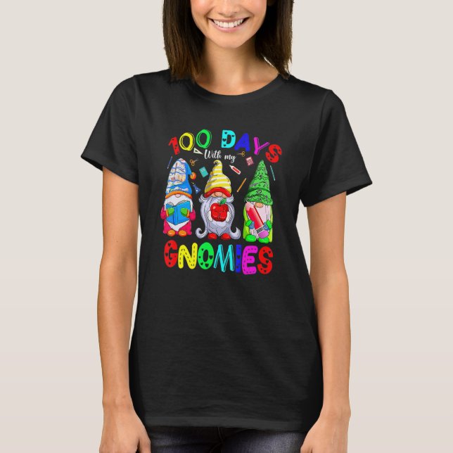 Camiseta 100° Día 100 Días de Vestimenta Escolar Gnome Muje (Anverso)