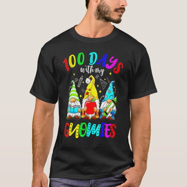 Camiseta 100° Día 100 Días de Vestimenta Escolar Gnome Muje (Anverso)
