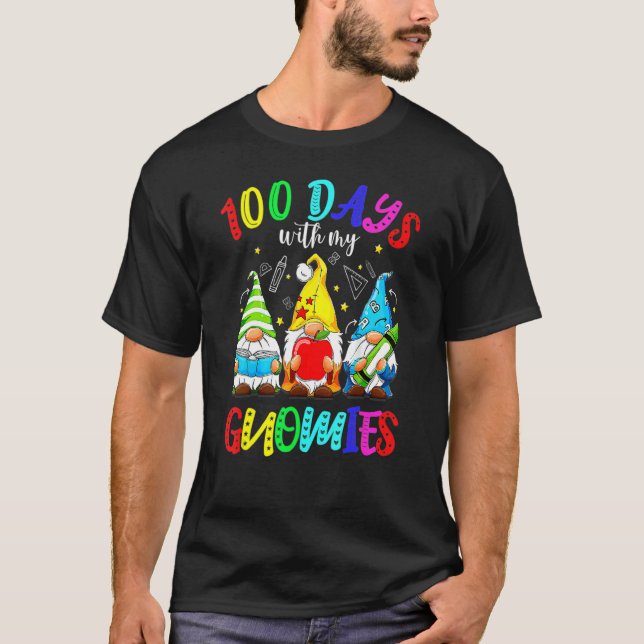 Camiseta 100° Día 100 Días de Vestimenta Escolar Gnome Muje (Anverso)