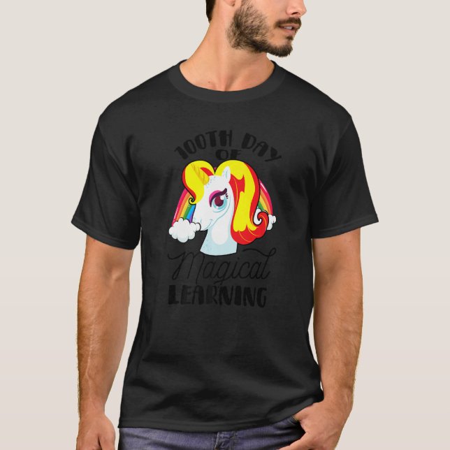 Camiseta 100° Día De Aprendizaje Mágico Profesor Unicornio (Anverso)