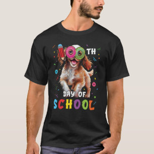 Camiseta 100° Día De Colegio De Perro Español Donut 100 Día