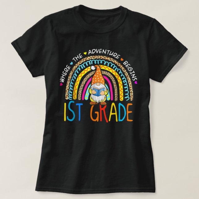 Camiseta 100° Día de Enseñanza de primer grado Gnomes - 100 (Diseño del anverso)