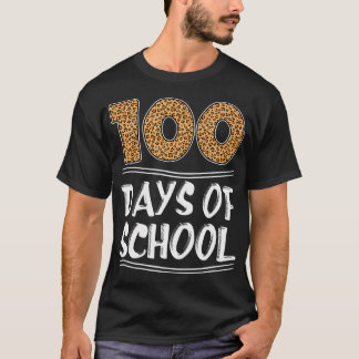 Camiseta 100° Día De La Escuela Leopard Print Gift Teacher