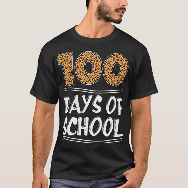 Camiseta 100° Día De La Escuela Leopard Print Gift Teacher (Anverso)
