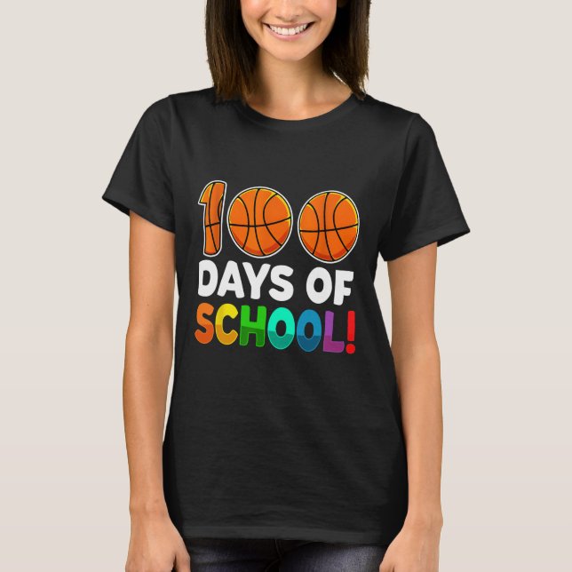 Camiseta 100° Día De La Escuela Niños De Baloncesto 100 Día (Anverso)