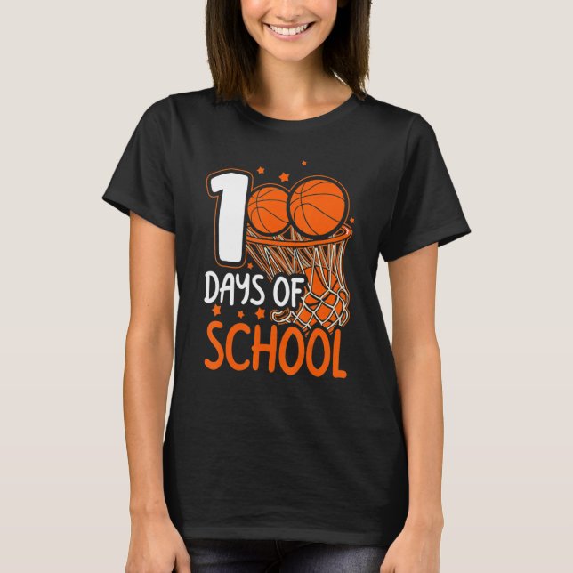 Camiseta 100° Día De La Escuela Niños De Baloncesto 100 Día (Anverso)