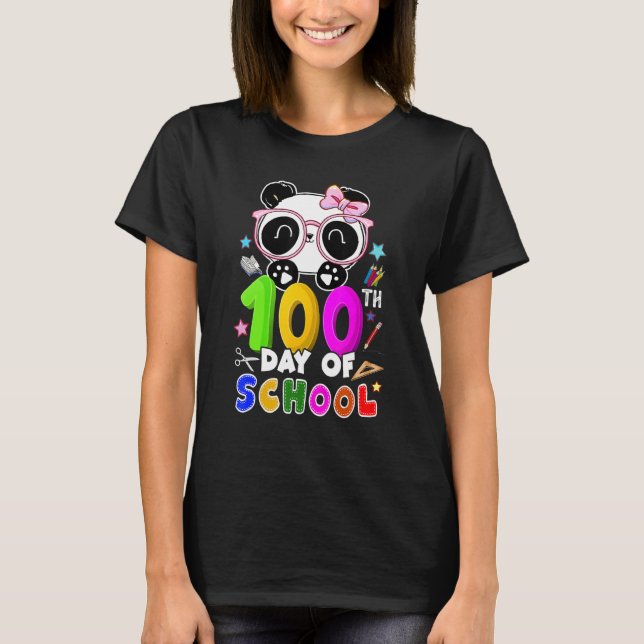 Camiseta 100° Día De La Escuela Panda Maestro Virtual De Ap (Anverso)
