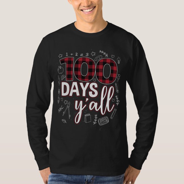 Camiseta 100° Día de la Escuela para Profesores Búfalo Rojo (Anverso)