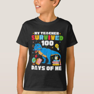 Camiseta 100° Día de la escuela T-rex Mi profesor sobrevivi