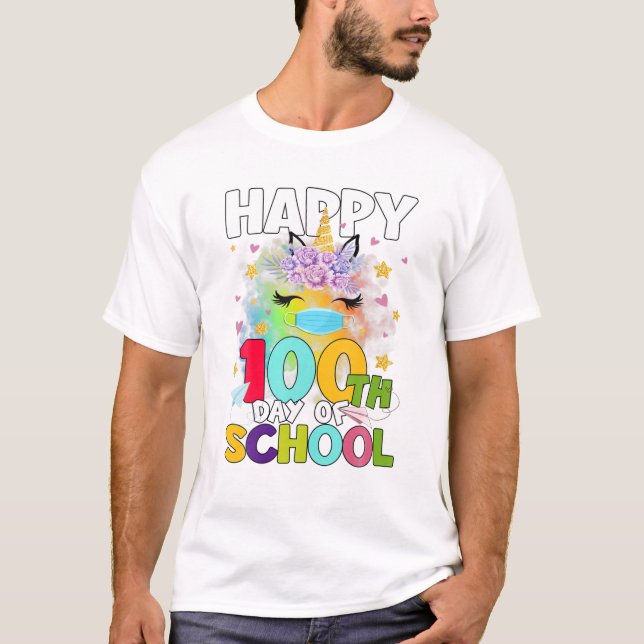 Camiseta 100° Día De La Escuela Unicornio (Anverso)