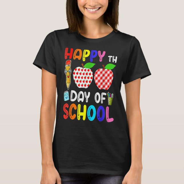 Camiseta 100° Día De Los Maestros Escolares Feliz 100 Días (Anverso)
