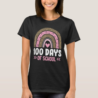 Camiseta 100° Día de Maestros escolares niños con arcoiris