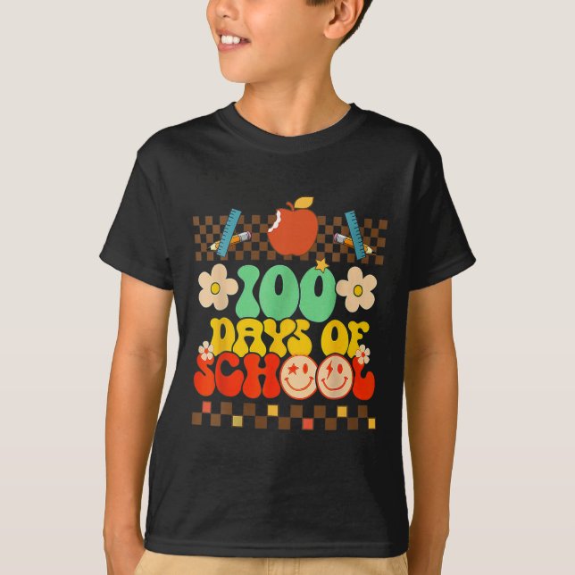 Camiseta 100° Día De Maestros Retro Groovy 100 (Anverso)