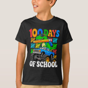 Camiseta 100° Día De Monstruo Escolar Camión Dinosaurio 100