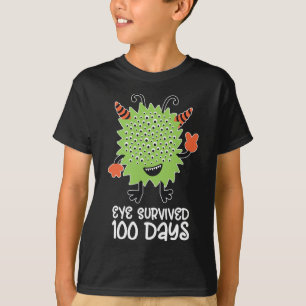 Camiseta 100° Día De Monstruo Escolar Niños Niños Sobrevivi