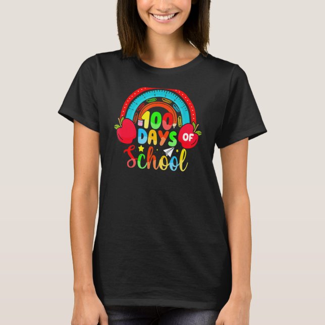 Camiseta 100° Día Groovy del Profesor Escolar Arcoiris 100  (Anverso)