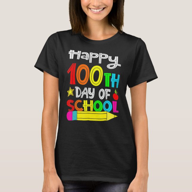 Camiseta 100° Día Regalo Niños Estudiantes Felices 100 Días (Anverso)