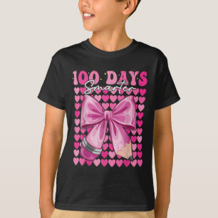 Camiseta 100 días Chicas más inteligentes Coquette Bow Hear