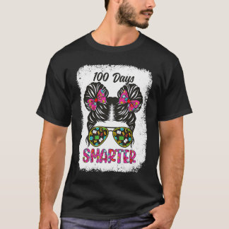 Camiseta 100 días Chicas más inteligentes Messy Bun Hair 10